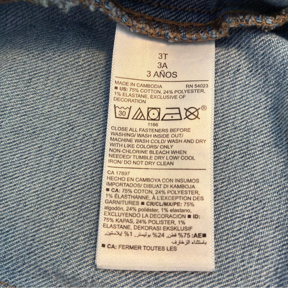 Old Navy Toddler Girl's Embroidered Daisy Stretch Denim Jean Jacket Size 3T - Picture 7 of 7